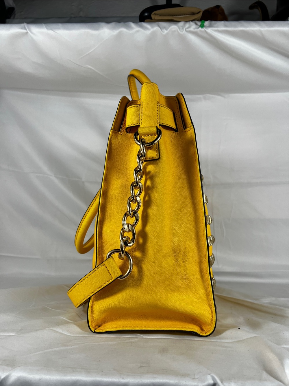 Michael Kors Hamilton Pyramid Studded Citrus Tote Crossbody - Picture 4 of 16